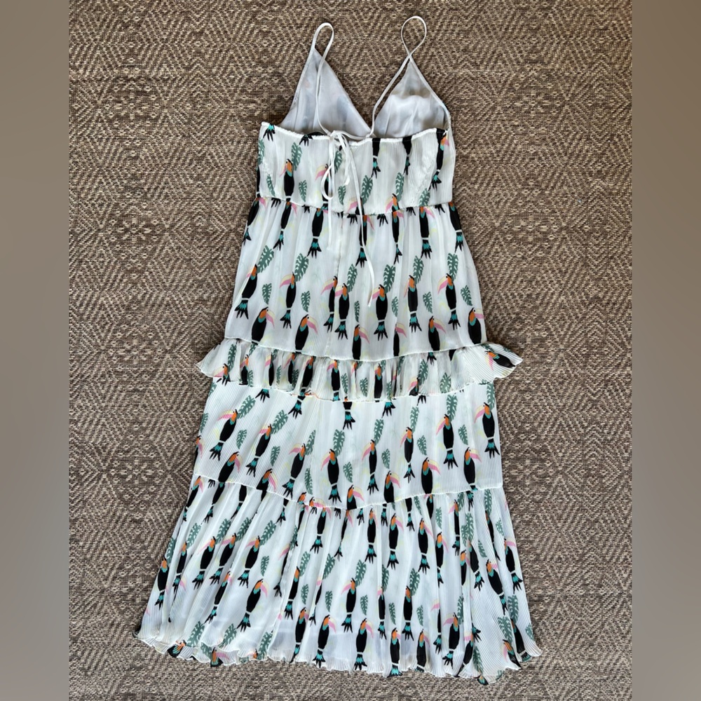 & Other Stories White Toucan Tropical Frill Tiered Maxi Dress Womens‎ - Picture 11 of 11